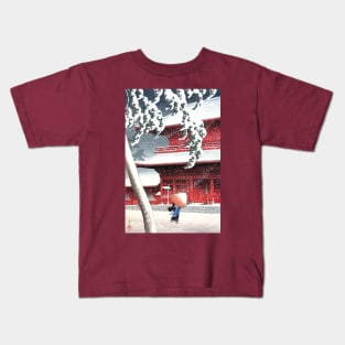 Snow at Zōjōji Temple by Hasui Kawase Kids T-Shirt